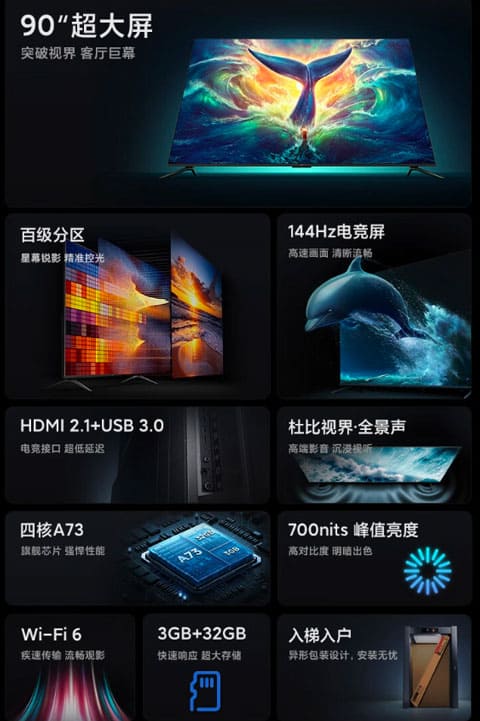 Xiaomi выпускает 2 новых телевизора с 90" экранами