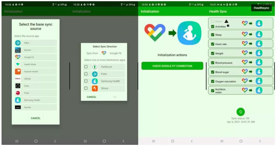 синхронизация Samsung Health и Google Fit через приложение Health Sync