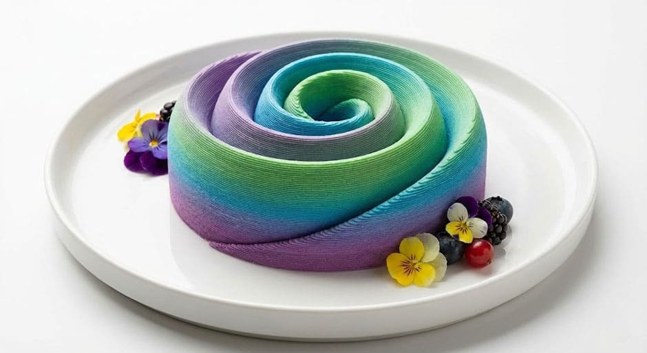 спиральный торт, созданный с помощью 3D-печати