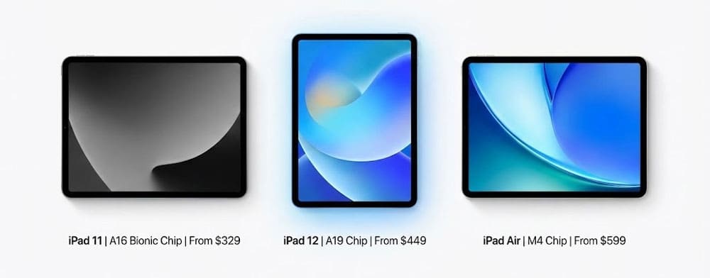 Порівняння iPad 12, iPad 11 та iPad Air