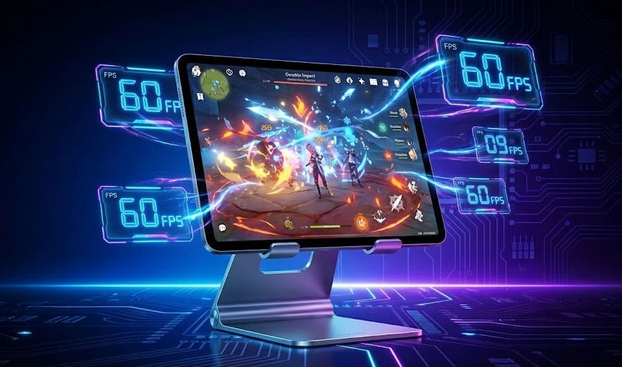 Ігрова продуктивність iPad 2026 з чіпом A19 - стабільні 60 FPS у Genshin Impact