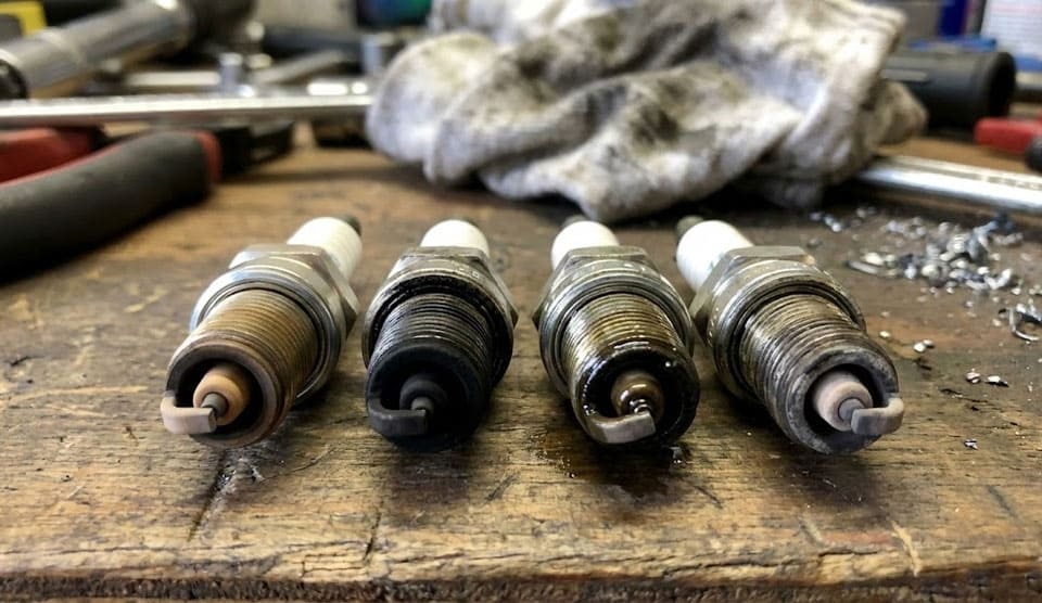 Неисправные свечи зажигания с чёрным нагаром