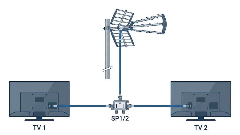 одна антенна — два тюнера или два ТВ